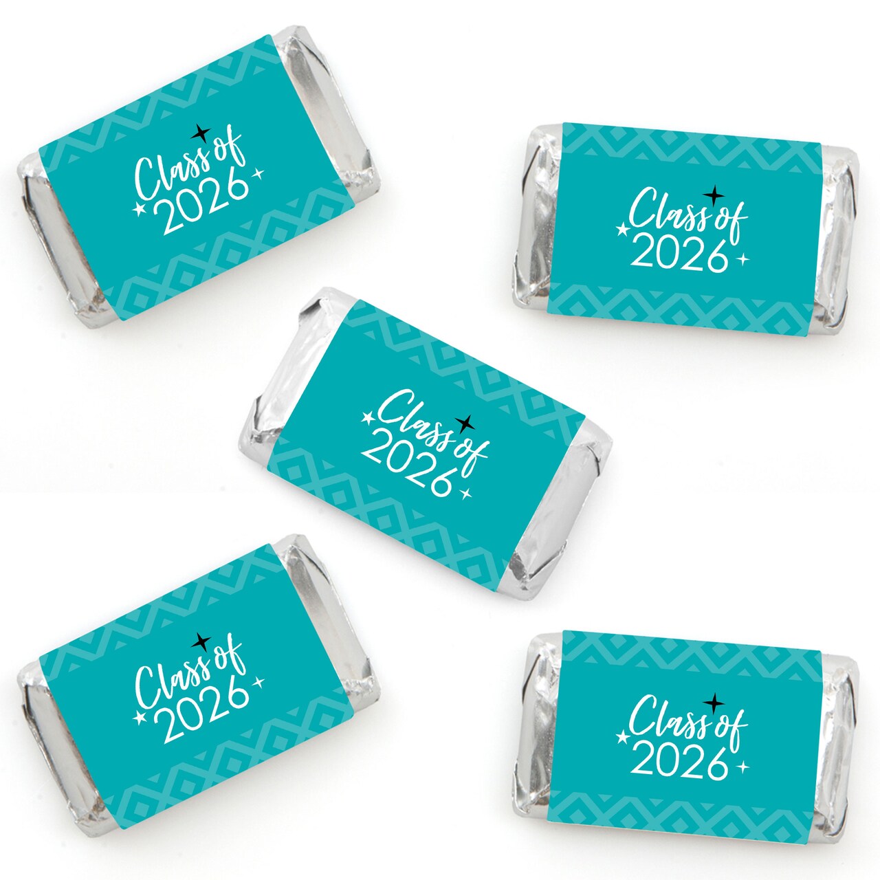 Big Dot of Happiness 2026 Teal Graduation Party - Mini Candy Bar Wrapper Stickers - Small Favors - 40 Count